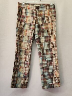Chor Multicolor Plaid Cotton Pants - Brown, Red, Yellow